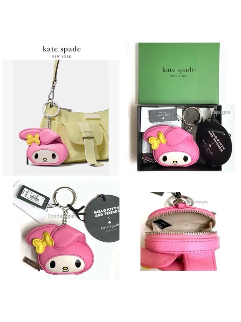 NWT Kate Spade ♠️X My Melody & Friends Leather 3D My Melody Bag Charm/Coin Purse